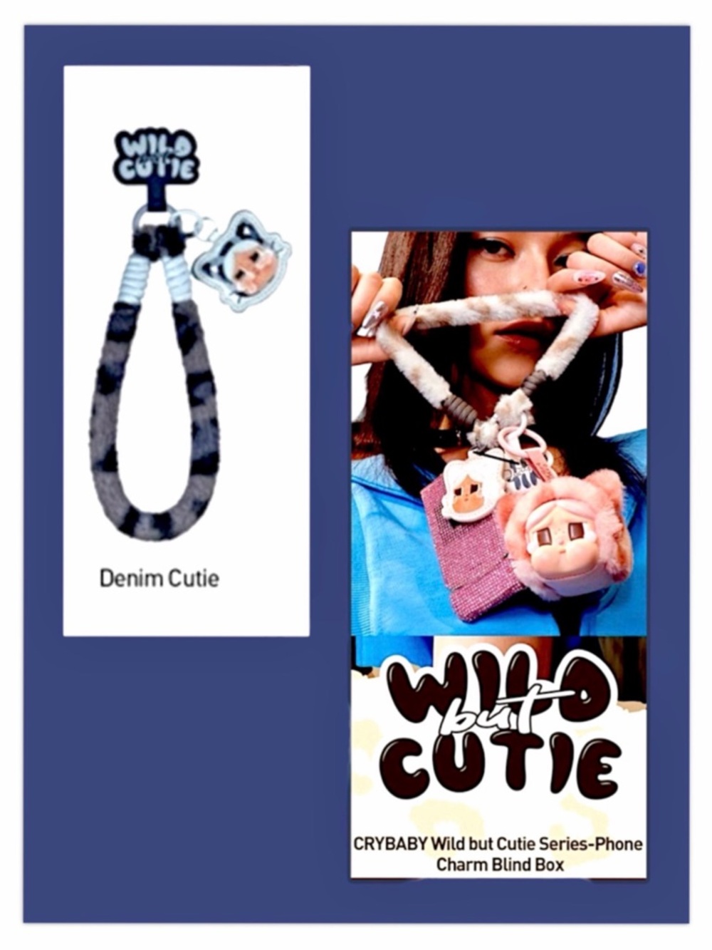 Pop Mart Crybaby Wild but Cutie Series Phone Charm Denim Cutie